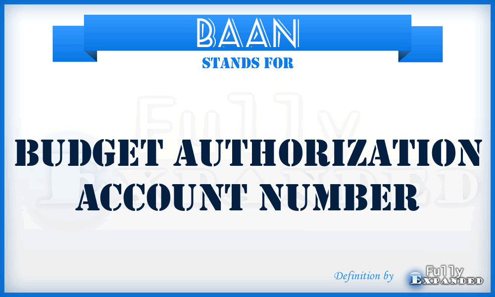 BAAN - budget authorization account number