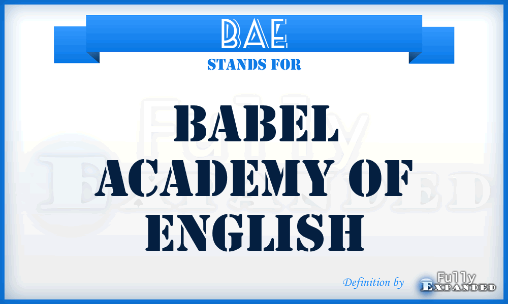 BAE - Babel Academy of English