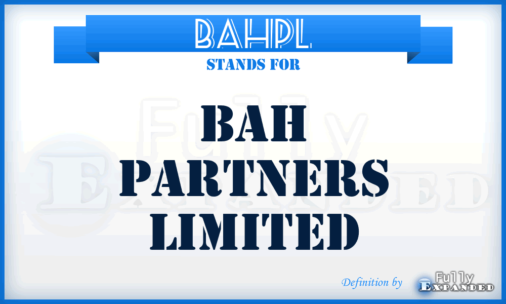 BAHPL - BAH Partners Limited
