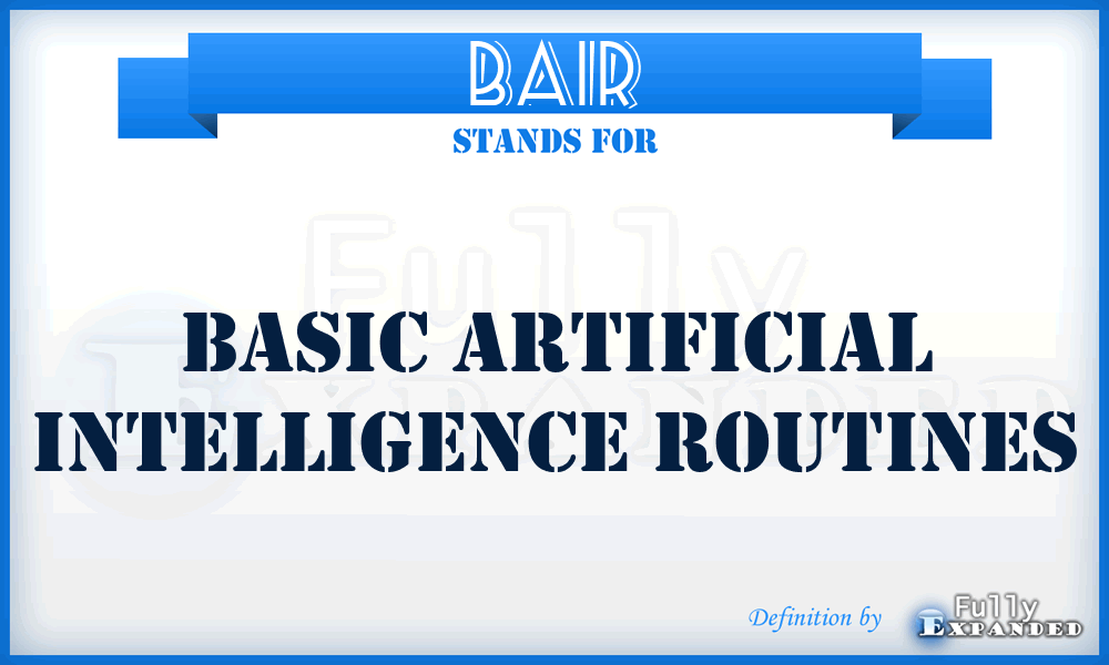 BAIR - Basic Artificial Intelligence Routines