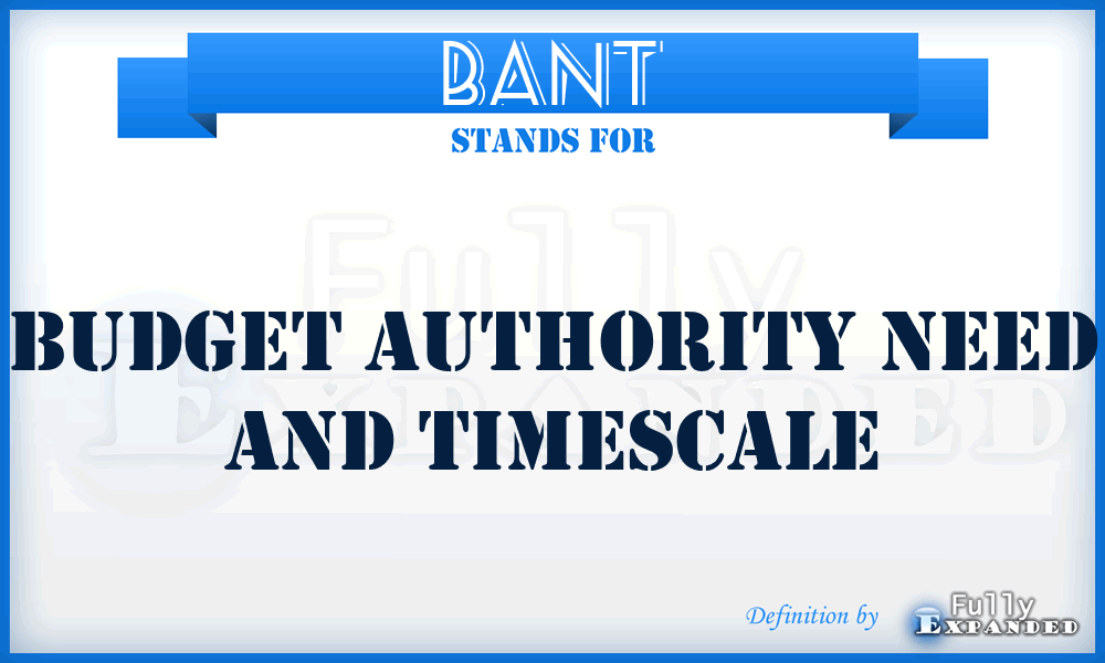 BANT - Budget Authority Need and Timescale