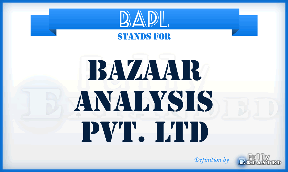 BAPL - Bazaar Analysis Pvt. Ltd