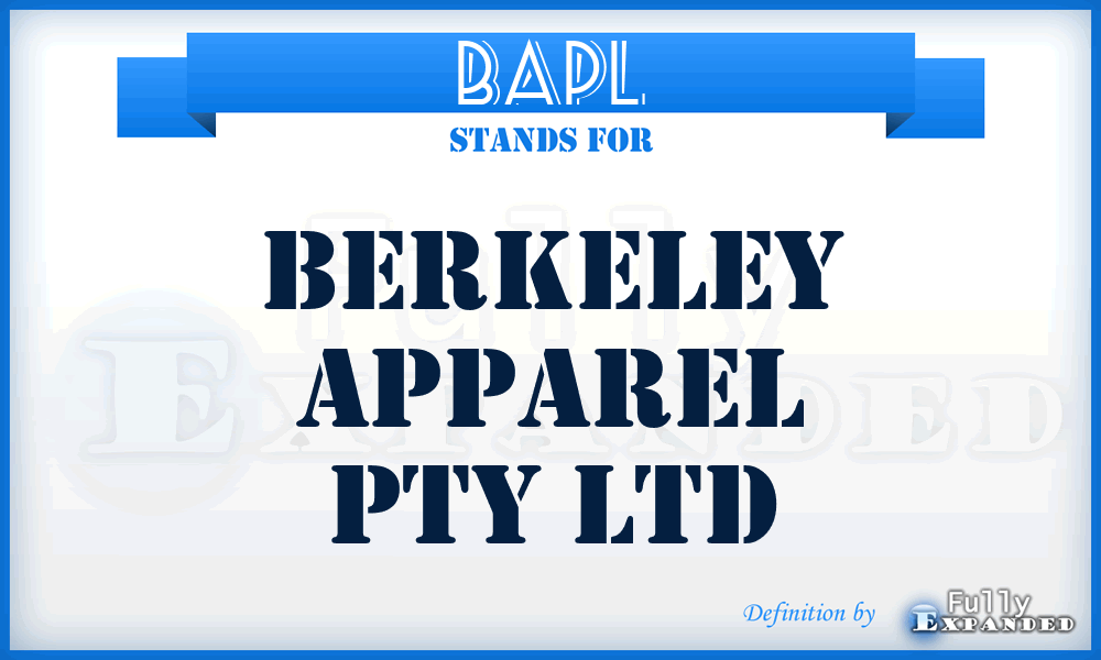 BAPL - Berkeley Apparel Pty Ltd