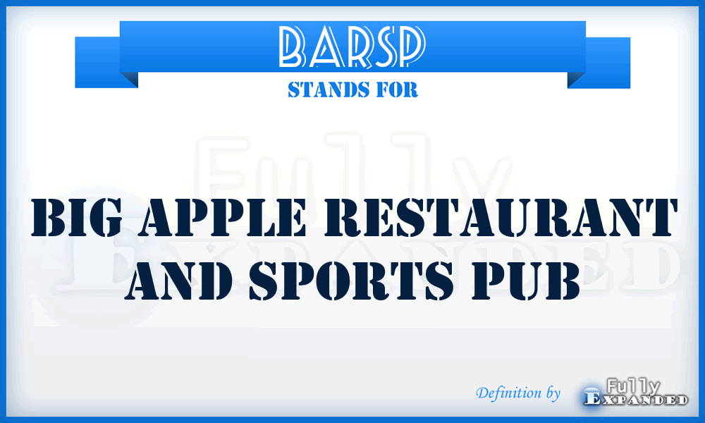 BARSP - Big Apple Restaurant and Sports Pub