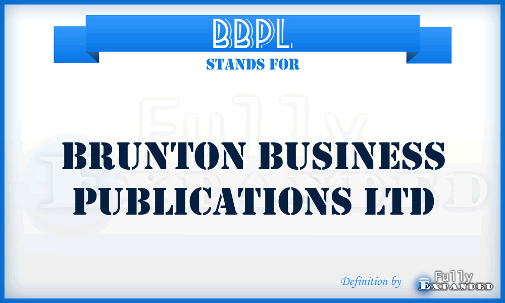 BBPL - Brunton Business Publications Ltd