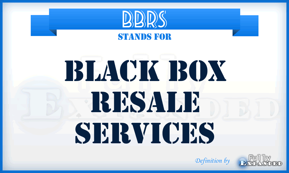 BBRS - Black Box Resale Services