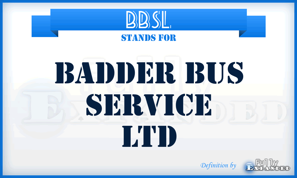 BBSL - Badder Bus Service Ltd