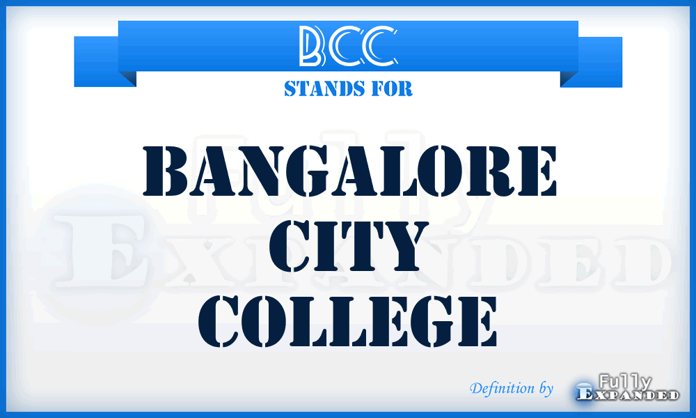BCC - Bangalore City College