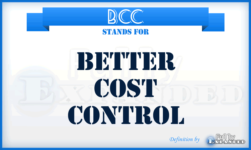 BCC - Better Cost Control