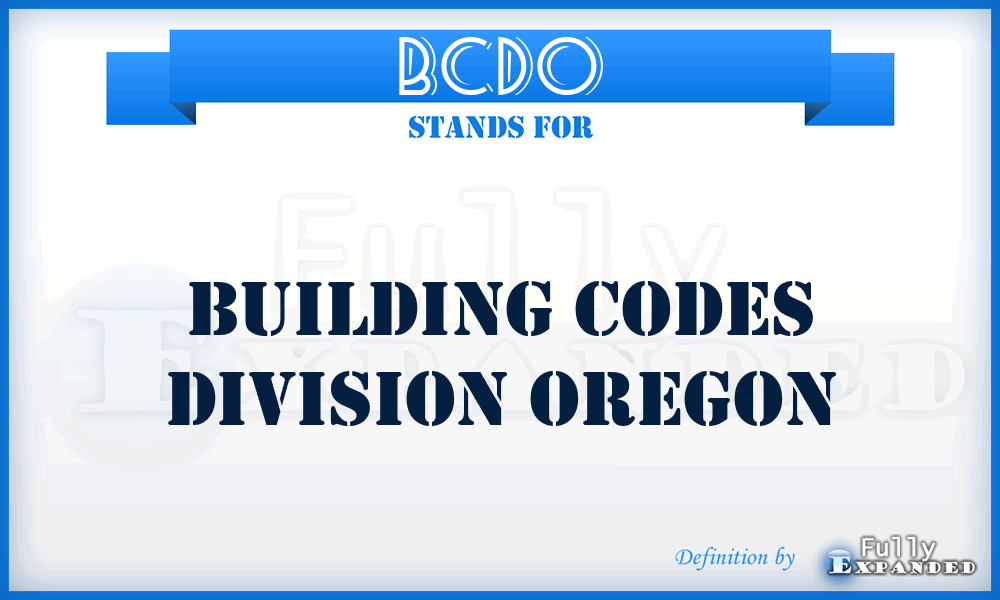 BCDO - Building Codes Division Oregon