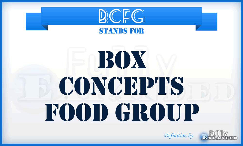 BCFG - Box Concepts Food Group