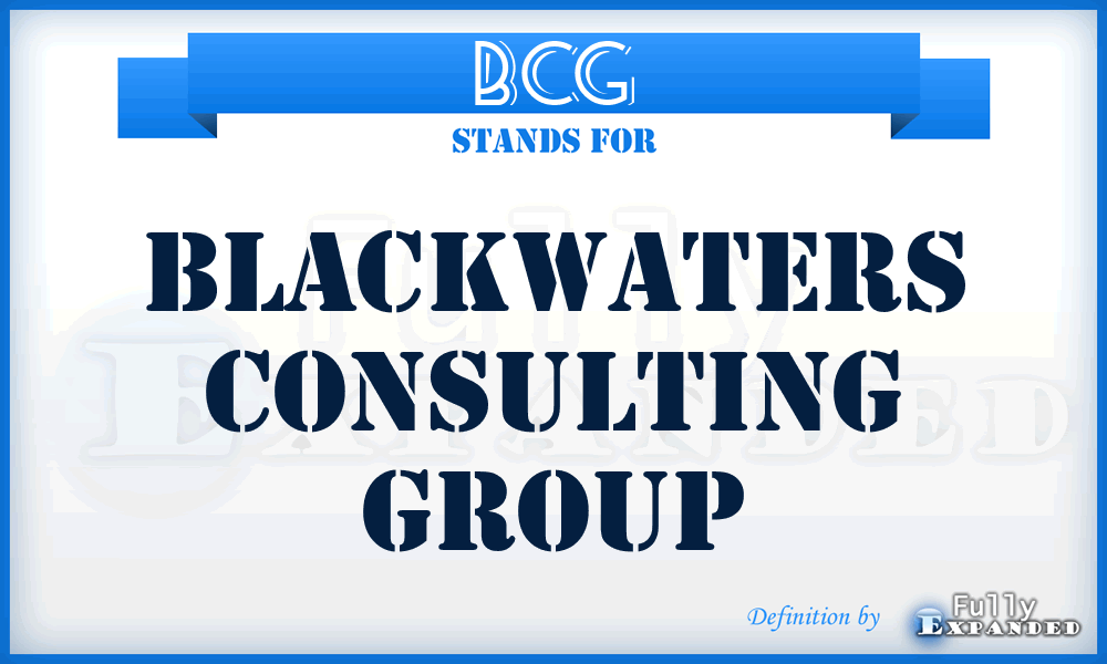 BCG - Blackwaters Consulting Group
