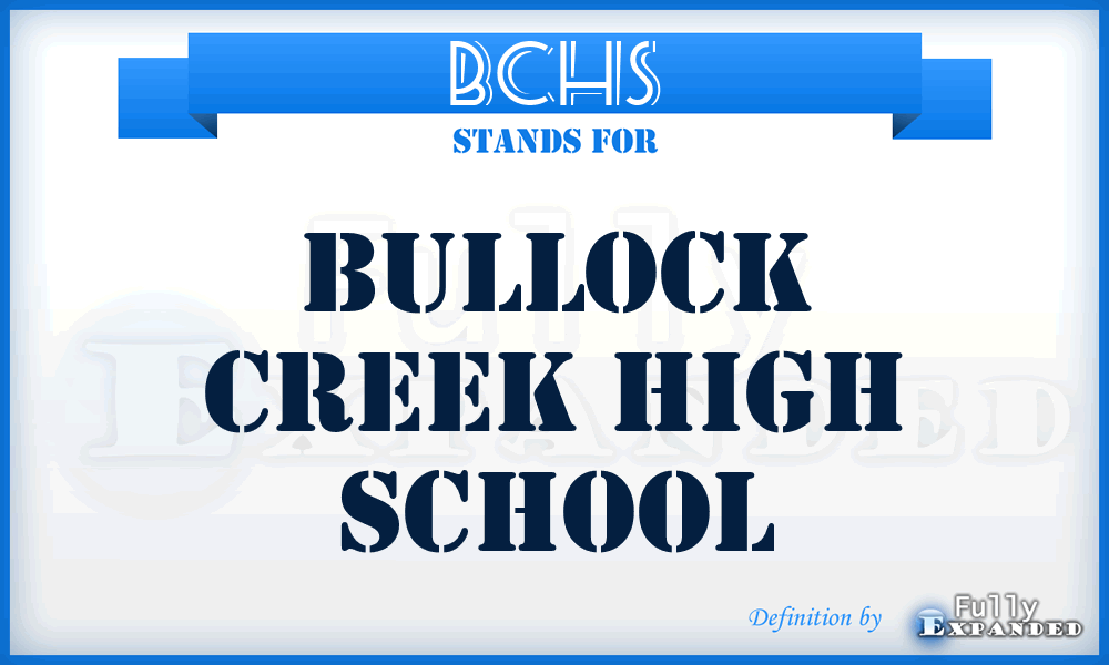 BCHS - Bullock Creek High School