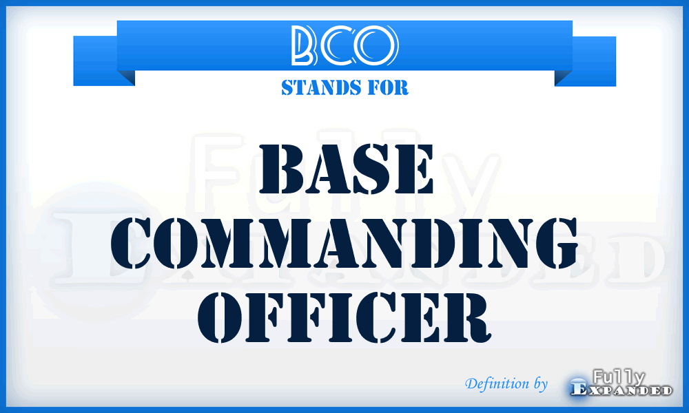 BCO - Base Commanding Officer