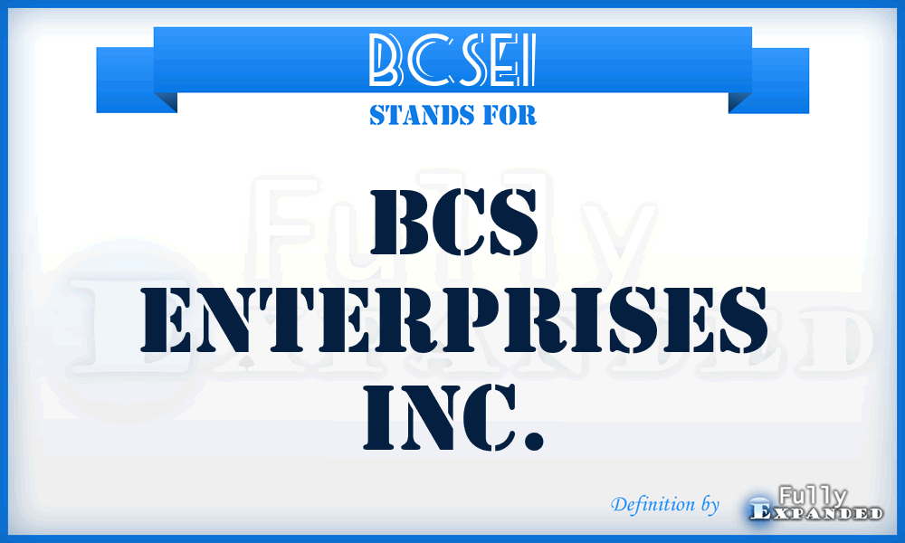 BCSEI - BCS Enterprises Inc.