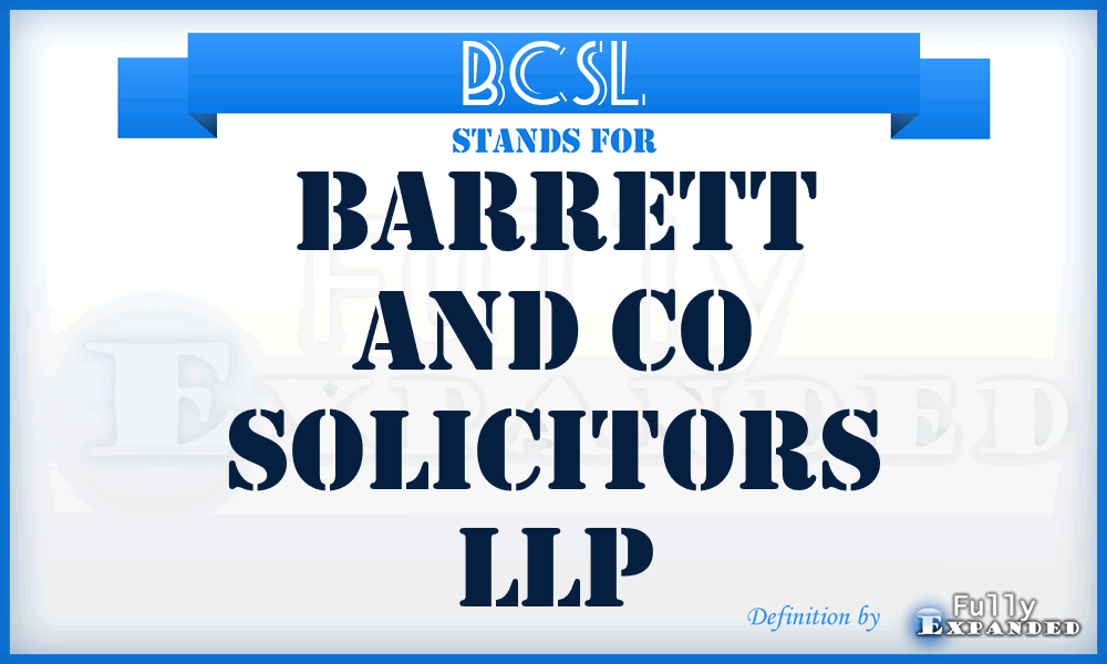 BCSL - Barrett and Co Solicitors LLP