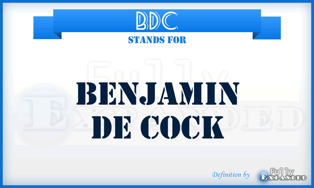 BDC - Benjamin De Cock