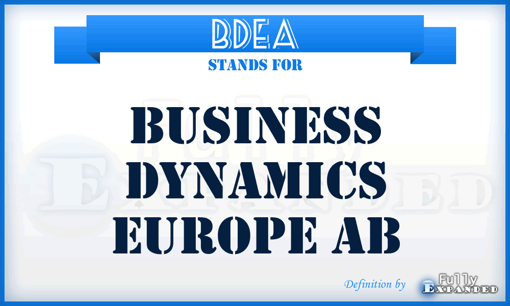 BDEA - Business Dynamics Europe Ab
