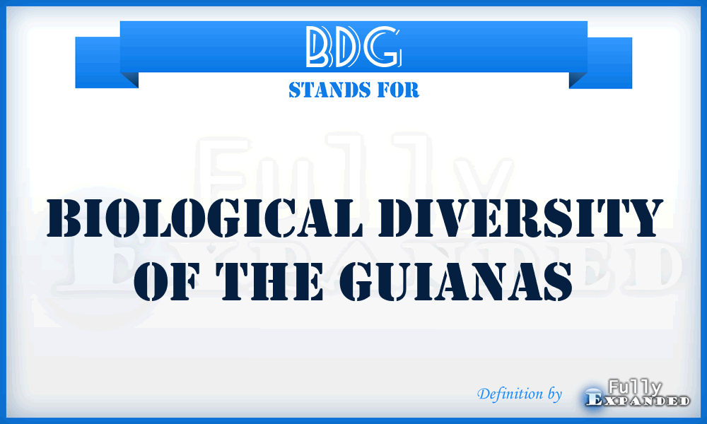 BDG - Biological Diversity of the Guianas