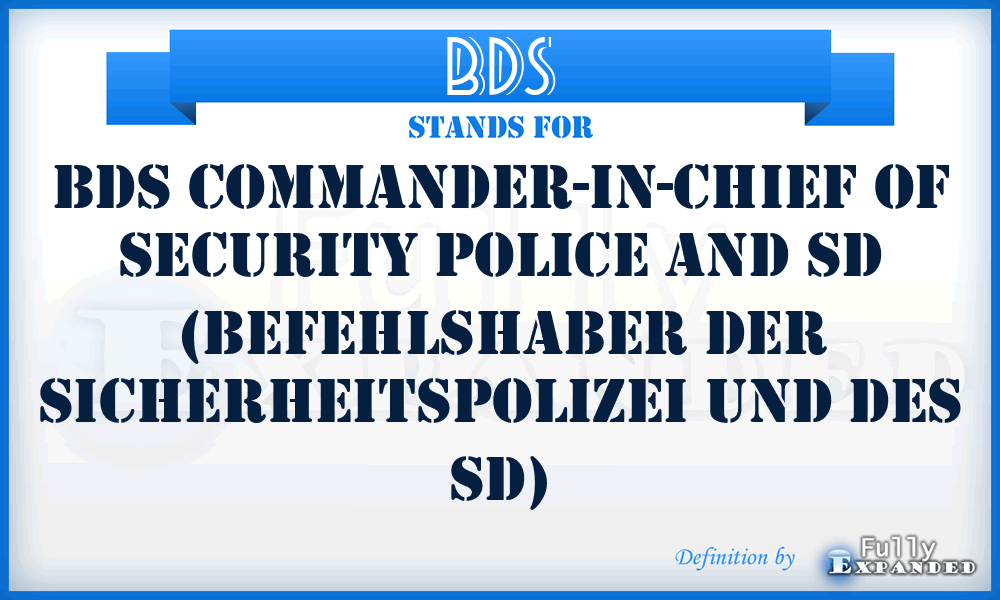 BDS - BdS Commander-in-Chief of Security Police and SD (Befehlshaber der Sicherheitspolizei und des SD)