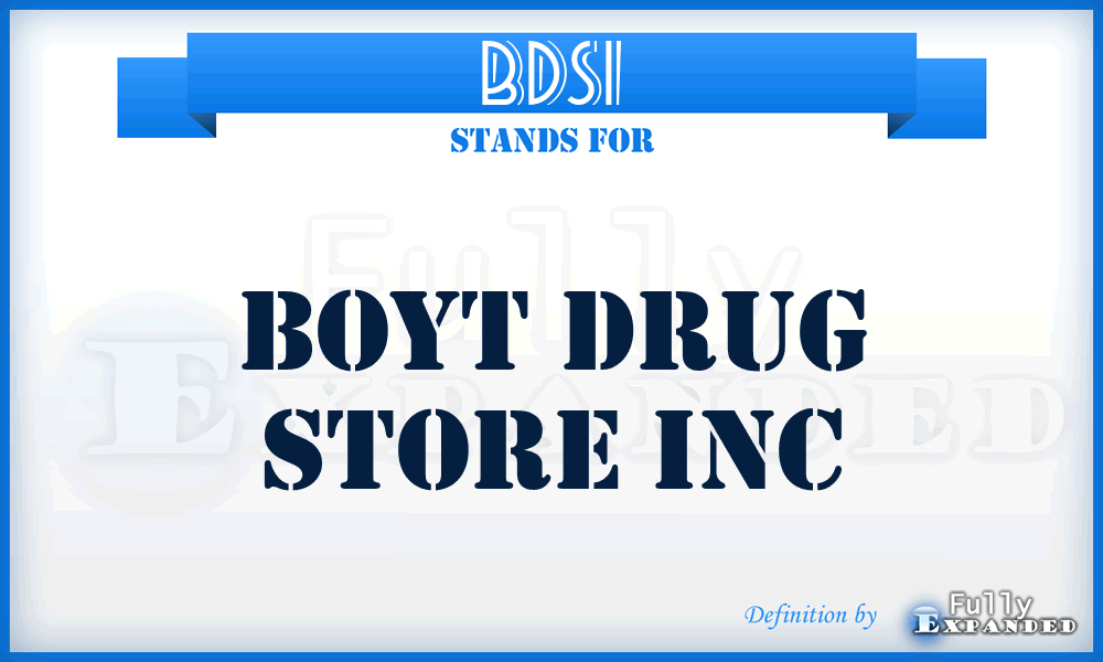 BDSI - Boyt Drug Store Inc