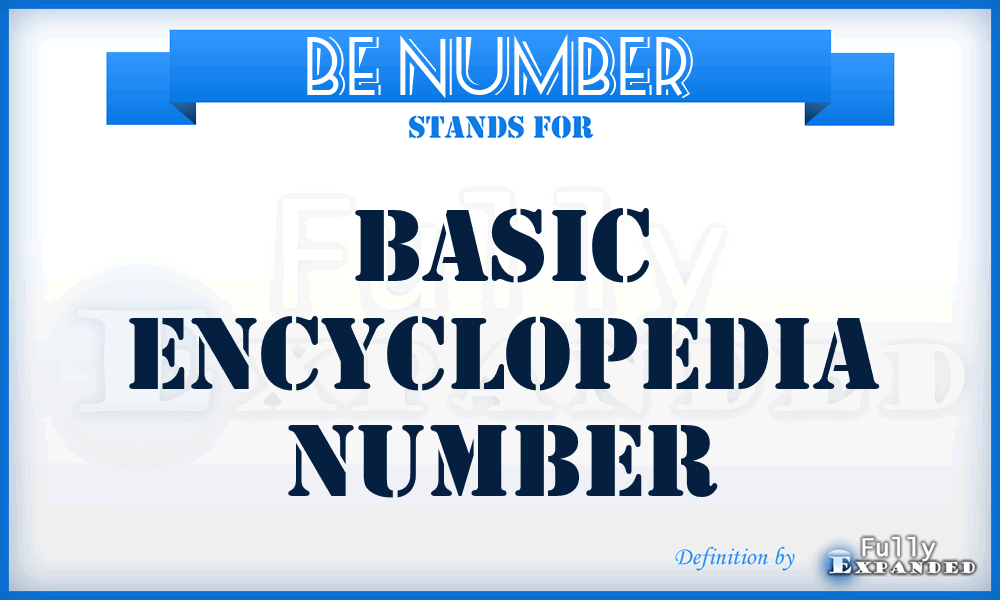 BE number - basic encyclopedia number