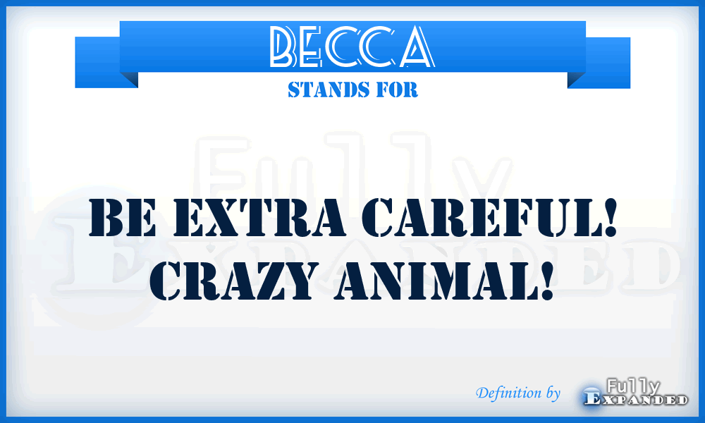 BECCA - Be Extra Careful! Crazy Animal!