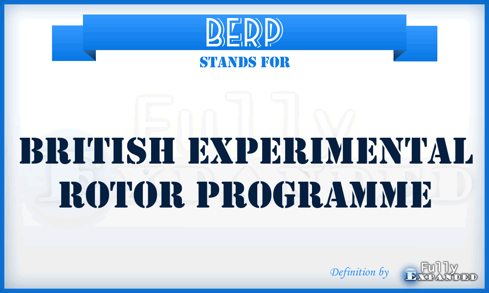 BERP - British Experimental Rotor Programme