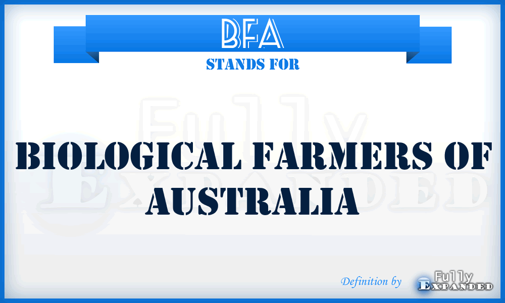 BFA - Biological Farmers of Australia