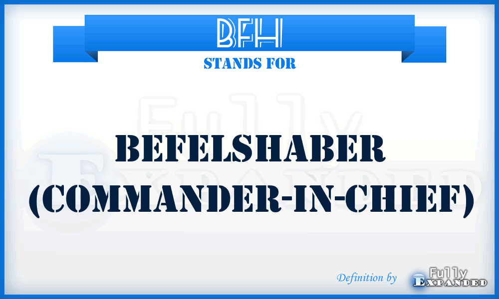 BFH - BeFelsHaber (Commander-in-Chief)