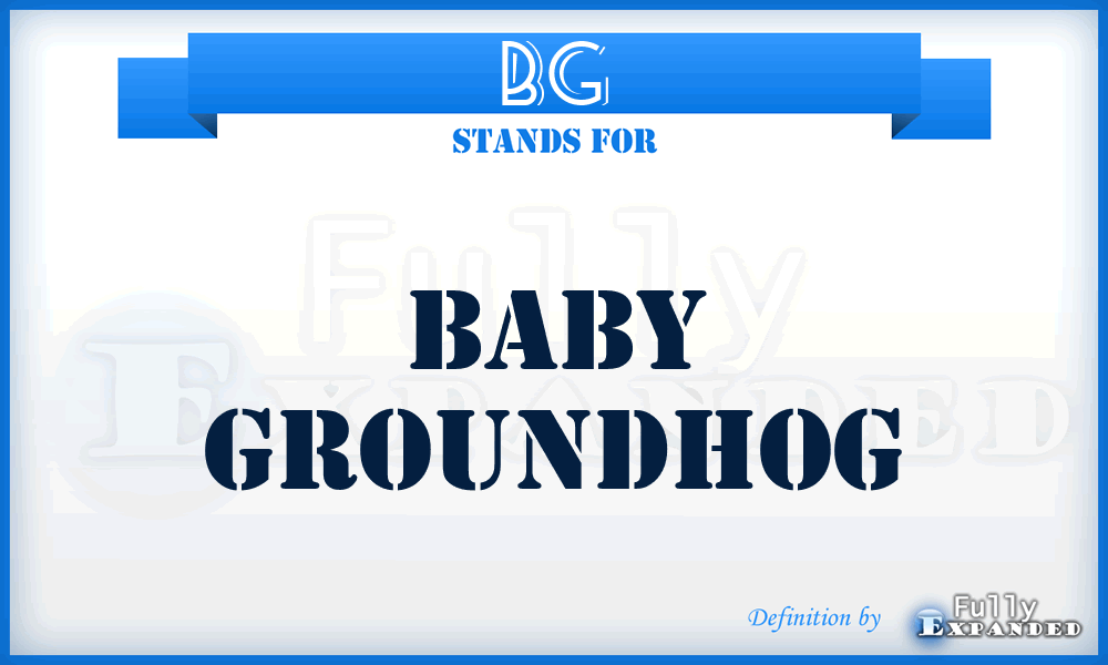 BG - Baby Groundhog