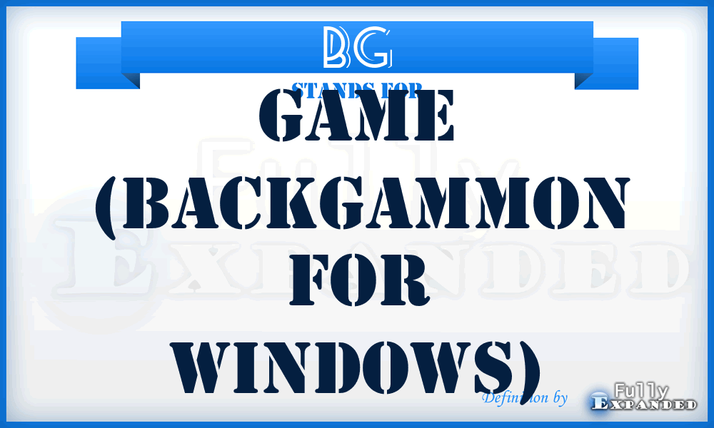 BG - Game (Backgammon for Windows)
