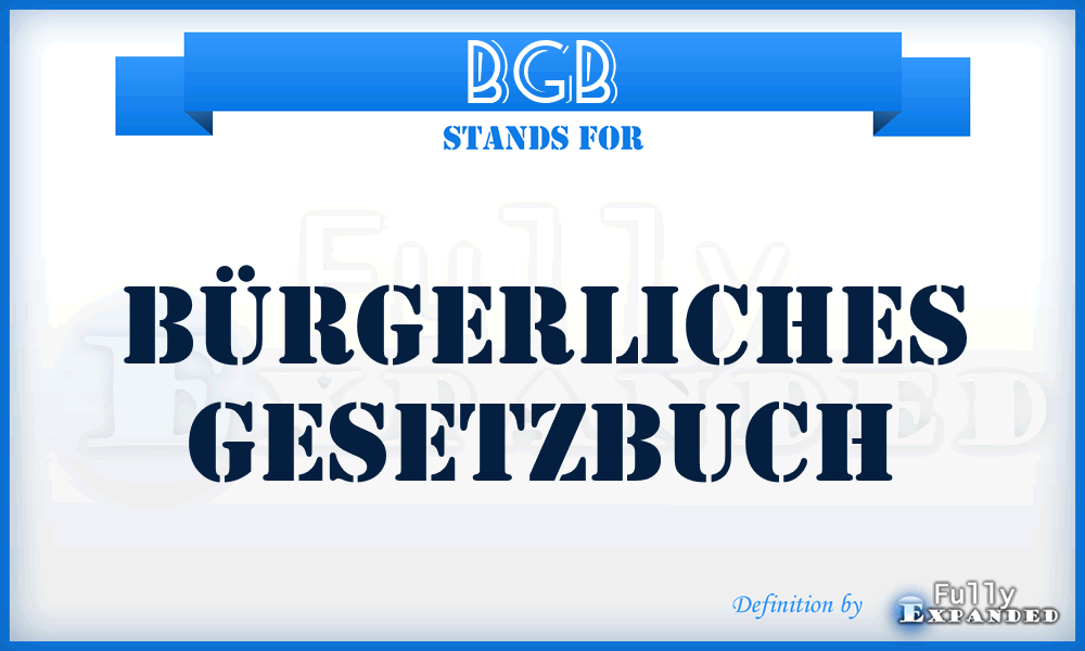 BGB - Bürgerliches Gesetzbuch