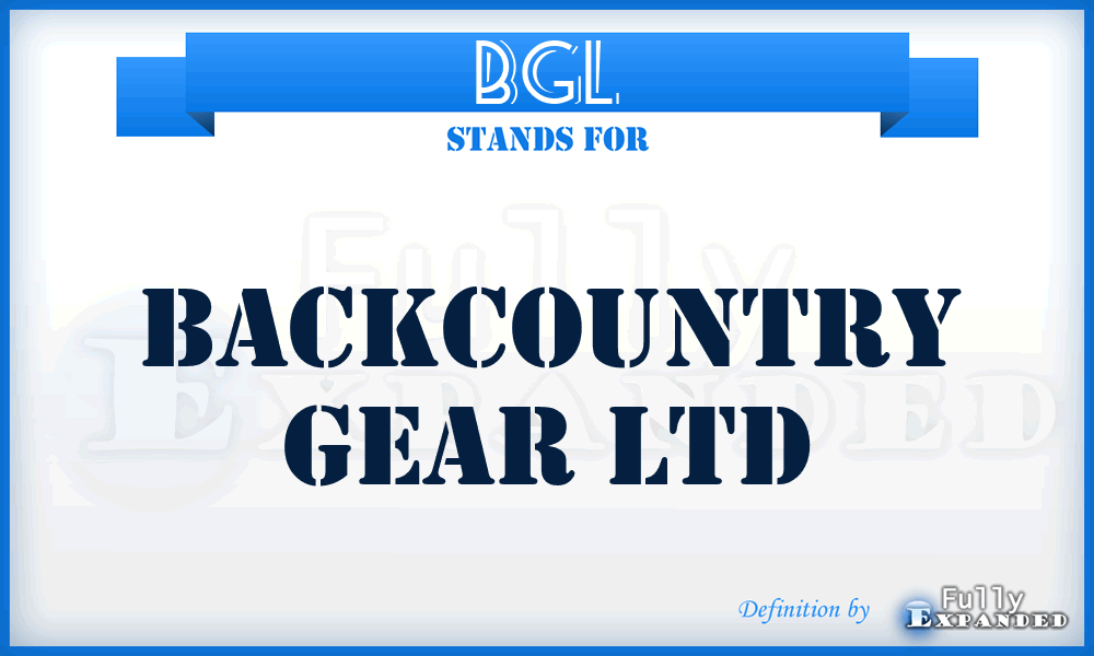 BGL - Backcountry Gear Ltd