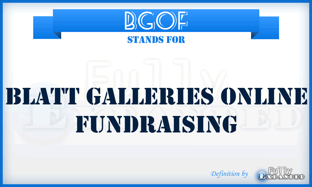 BGOF - Blatt Galleries Online Fundraising