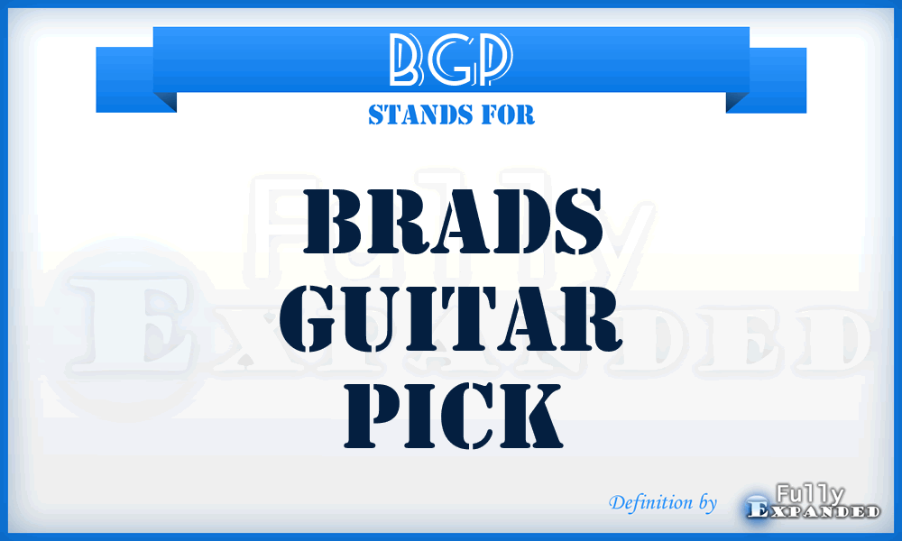BGP - Brads Guitar Pick