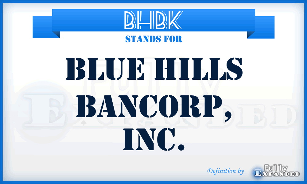 BHBK - Blue Hills Bancorp, Inc.