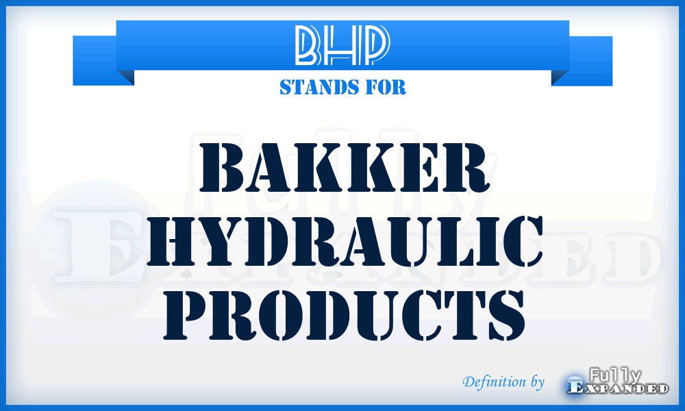 BHP - Bakker Hydraulic Products