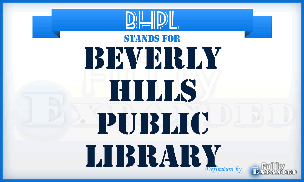BHPL - Beverly Hills Public Library