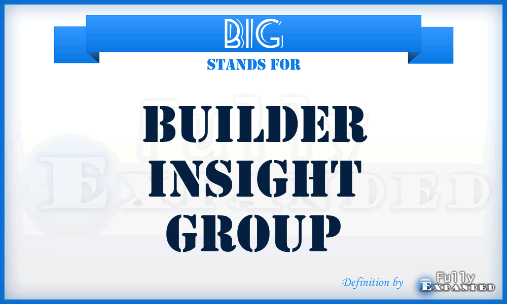 BIG - Builder Insight Group