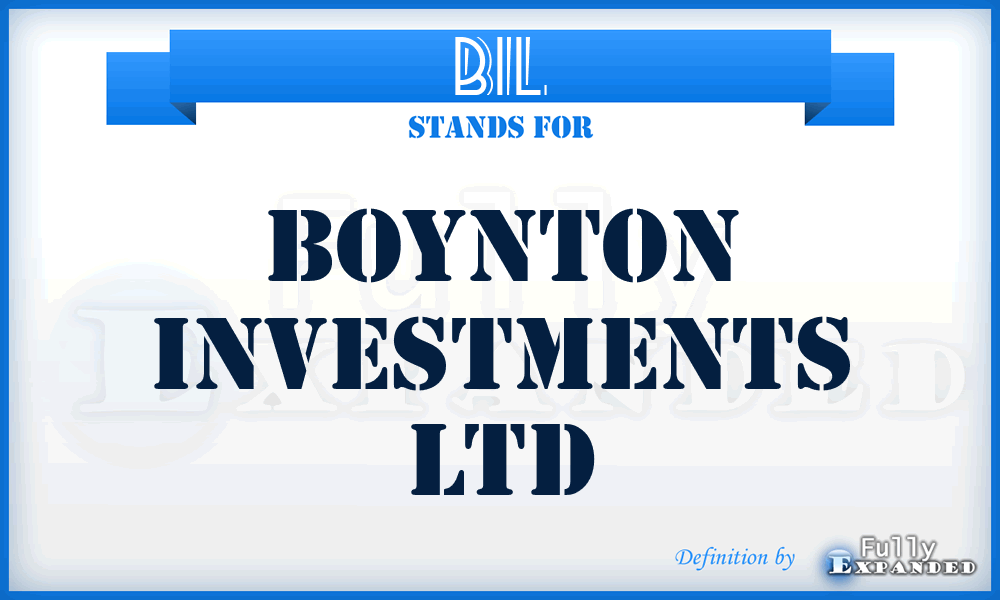 BIL - Boynton Investments Ltd