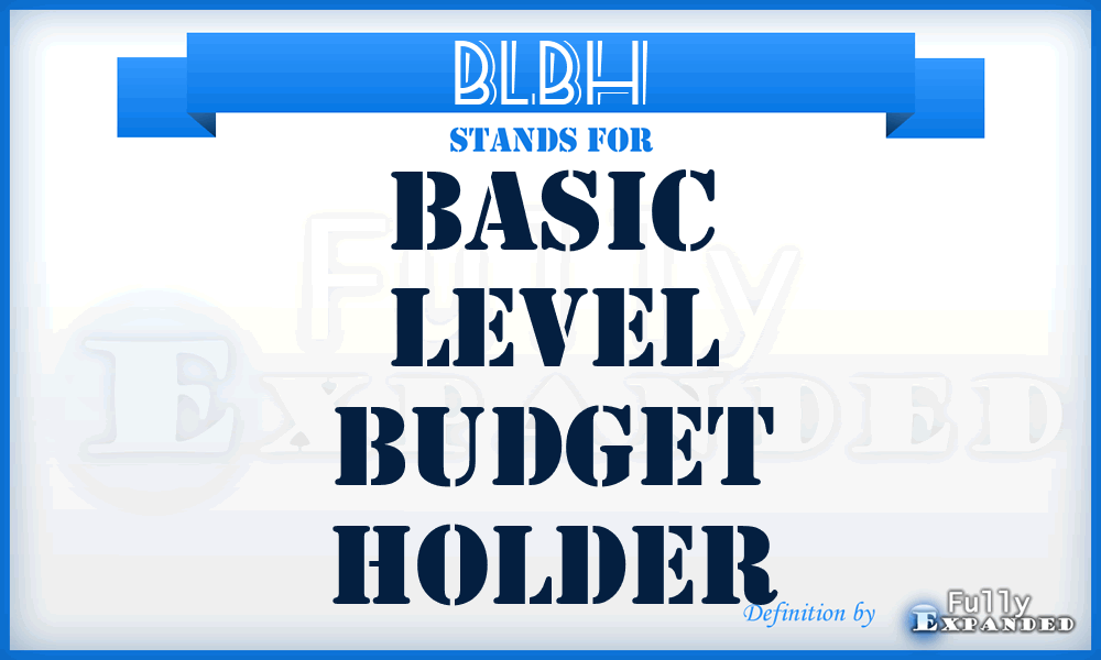 BLBH - Basic Level Budget Holder
