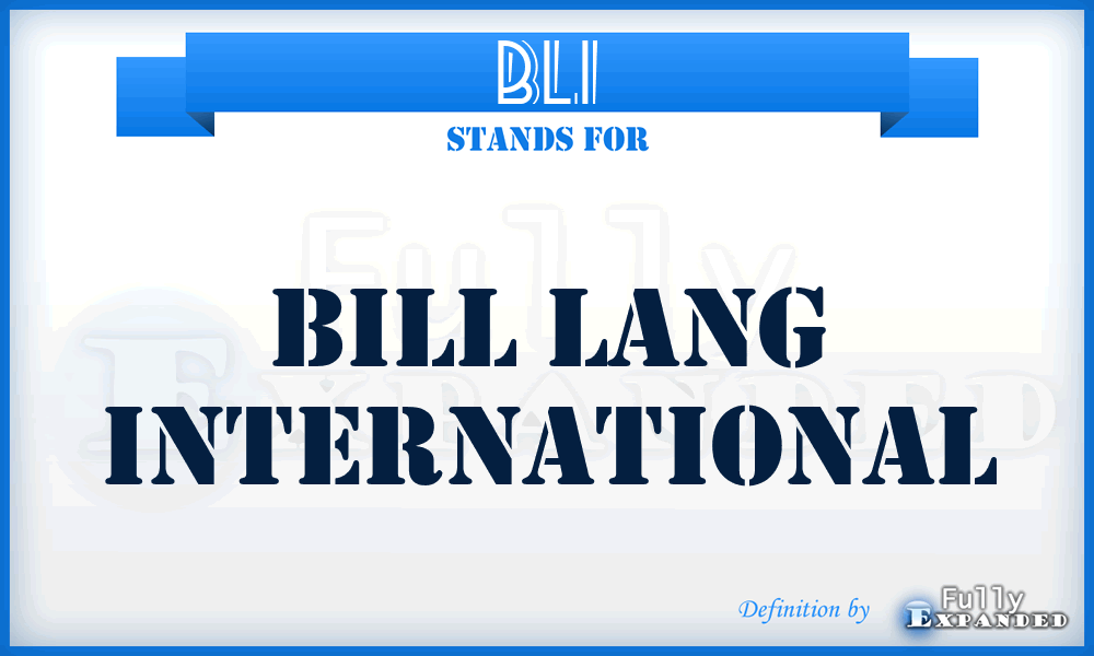 BLI - Bill Lang International