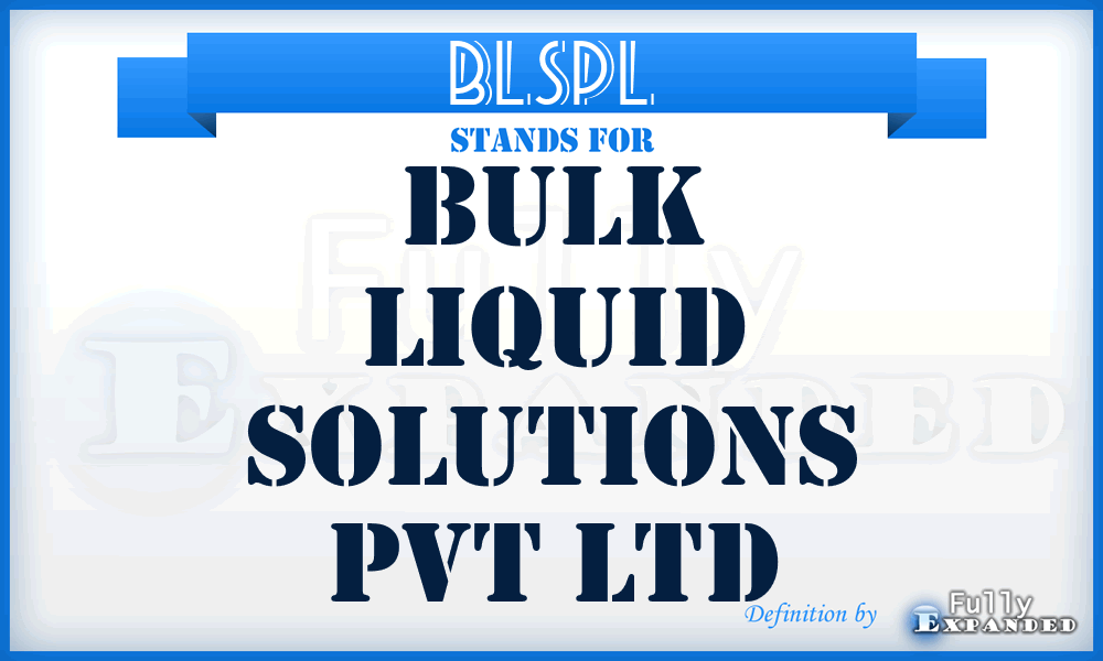 BLSPL - Bulk Liquid Solutions Pvt Ltd
