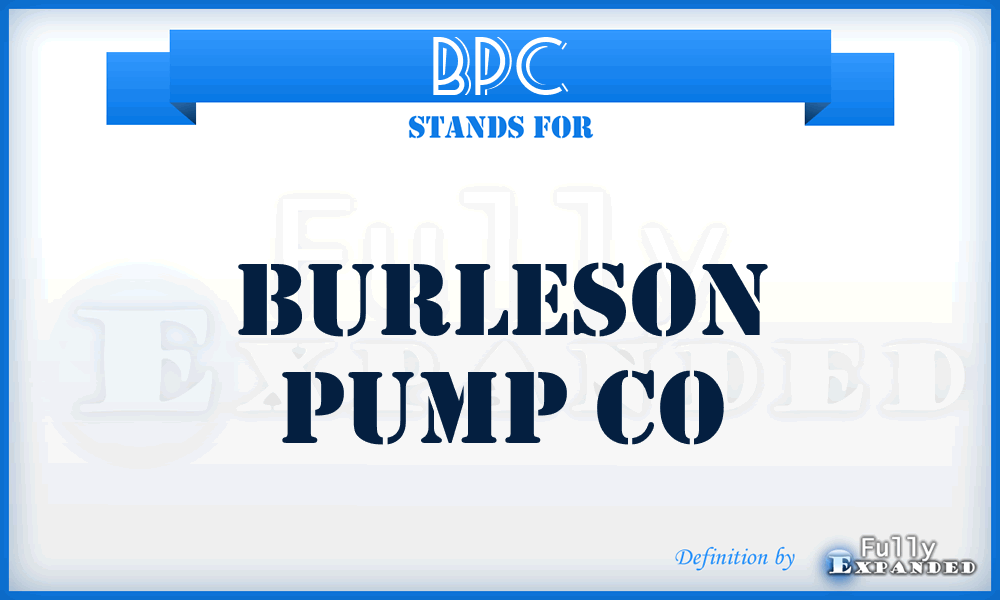 BPC - Burleson Pump Co