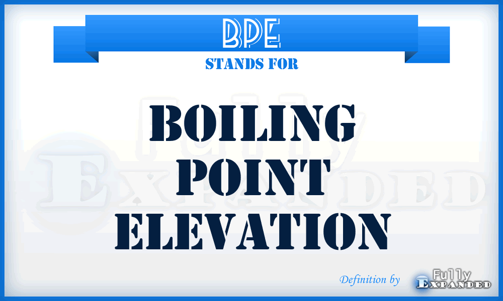 BPE - Boiling Point Elevation