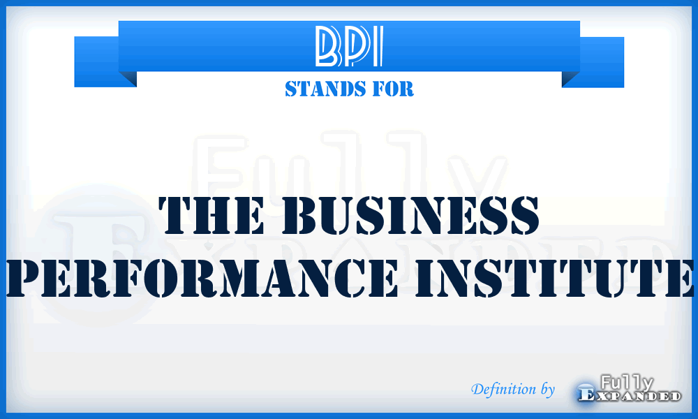 BPI - The Business Performance Institute