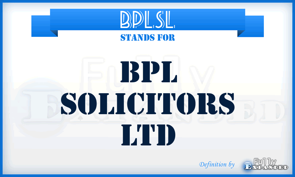BPLSL - BPL Solicitors Ltd