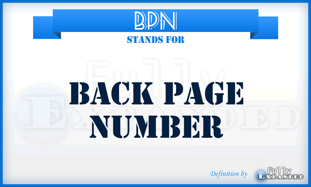 BPN - Back Page Number