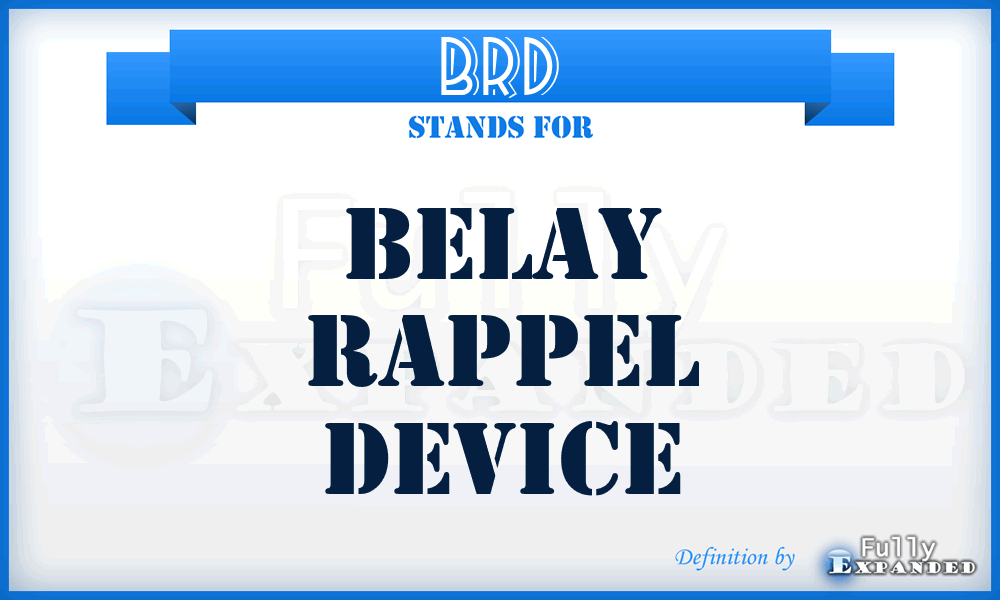 BRD - Belay Rappel Device